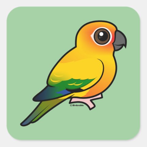 Birdorable Sun Parakeet Square Sticker | Cute Bird Gifts