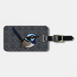 Superb Fairywren Small Luggage Tag with leather strap