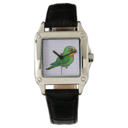 Superb Parrot Women's Perfect Square Black Leather Strap Watch