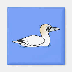 Swimming Northern Gannet Square Magnet