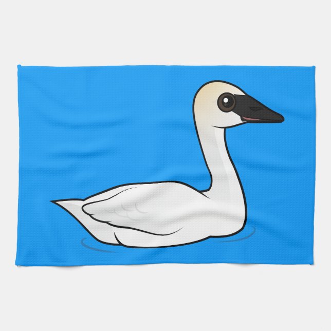 Birdorable Trumpeter Swan Kitchen Towel (Horizontal)