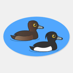 Tufted Duck Pair Oval Sticker
