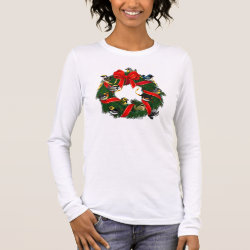 Birdorable Warblers Christmas Wreath Women's Basic Long Sleeve T-Shirt