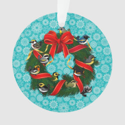 Birdorable Warblers Christmas Wreath Circle Acrylic Ornament