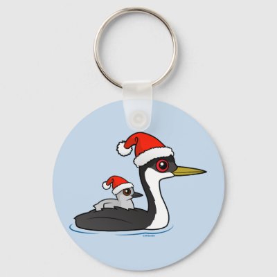 Birdorable Western Grebe Santa Keychain
