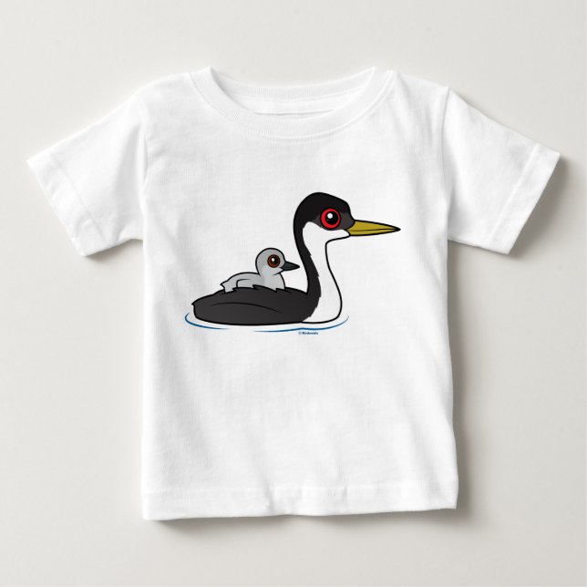 Birdorable Western Grebe with baby Baby T-Shirt (Front)