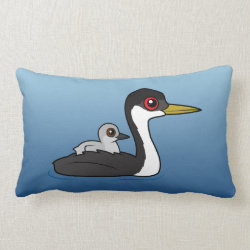 Western Grebe with chick Throw Pillow Lumbar 13