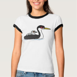 Western Grebe with chick Ladies Ringer T-Shirt