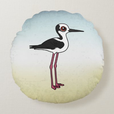 Birdorable White-backed Stilt Round Pillow
