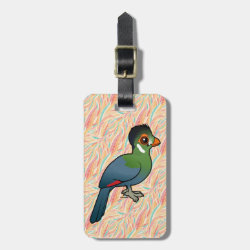White-cheeked Turaco Small Luggage Tag with leather strap