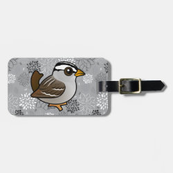 White-crowned Sparrow Small Luggage Tag with leather strap
