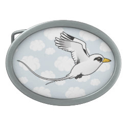 White-tailed Tropicbird in flight Oval Belt Buckle