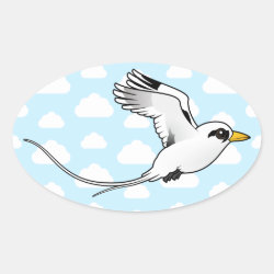 White-tailed Tropicbird in flight Oval Sticker