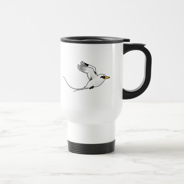 Birdorable White-tailed Tropicbird in flight Travel Mug (Right)