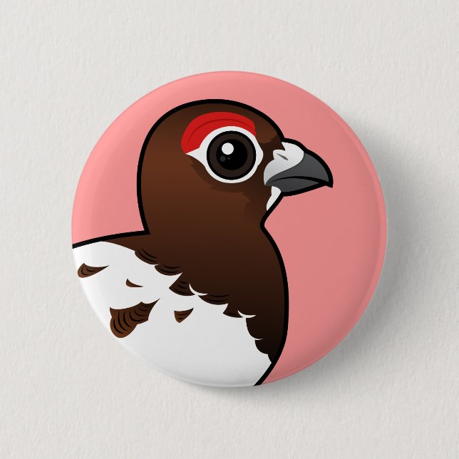 Birdorable Willow Ptarmigan, summer male Button (Front)