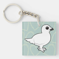 Willow Ptarmigan, winter plumage Square Keychain (double-sided)