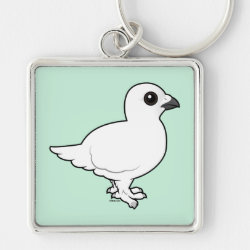 Willow Ptarmigan, winter plumage Premium Square Keychain