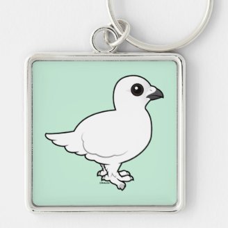 Willow Ptarmigan, winter plumage Premium Square Keychain