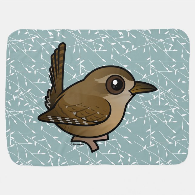 Birdorable Winter Wren Receiving Blanket (Horizontal)