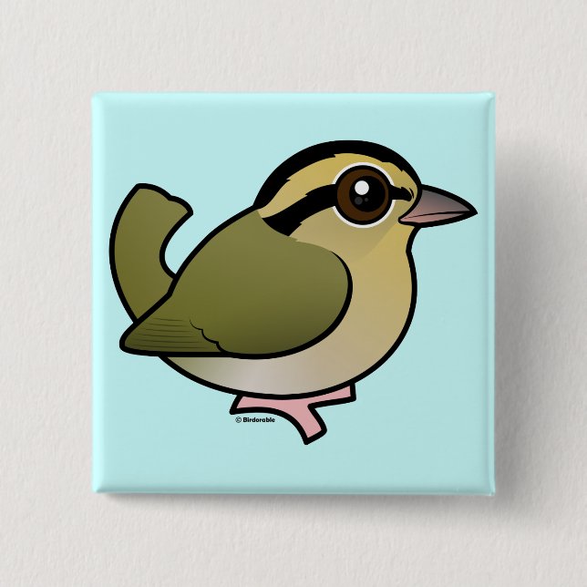 Birdorable Worm-eating Warbler Button (Front)