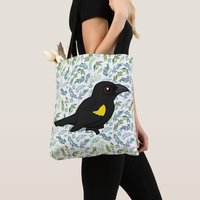 Birdorable Yellow-shouldered Blackbird Tote Bag (Close Up)