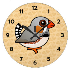 Cute Zebra Finch Large Round Wall Clock