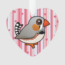 Cute Zebra Finch Heart Ornament