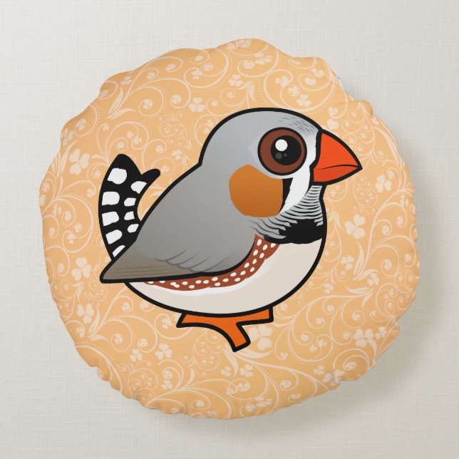 Birdorable Zebra Finch Round Pillow (Back)