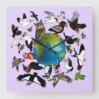 Birdorables Around the World Square Wall Clock