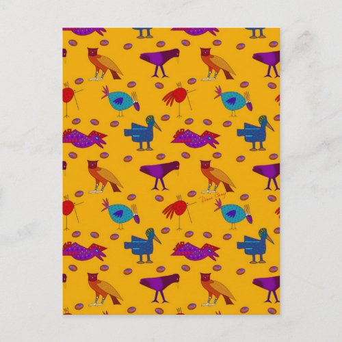 Birds - Abstract Purple Hawks &amp; Blue Chickens Postcard