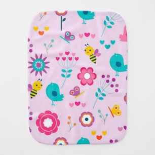 Birds and Bees Baby Burp Cloth