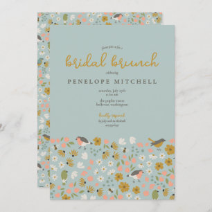 Birds and Bees Floral Bridal Brunch Shower Invitation