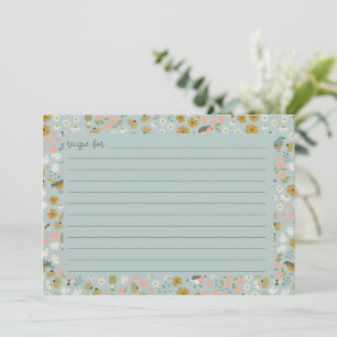 Birds and Bees Floral Bridal Shower Recipe Card
