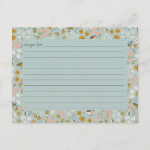 Birds and Bees Floral Bridal Shower Recipe Card