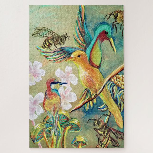 birds and bees painting jigsaw puzzle (Vertical)