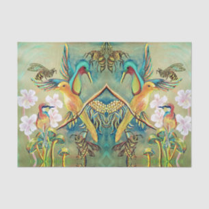 birds and bees painting tissue paper