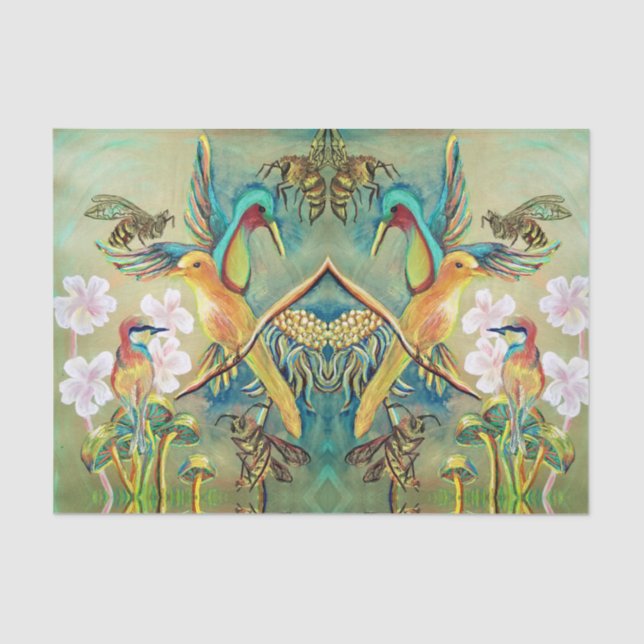 birds and bees painting  tissue paper (Front)