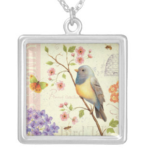 Birds and Bees Silver Plated Necklace