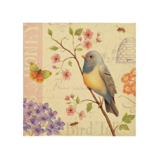 Birds and Bees Wood Wall Art (Front)