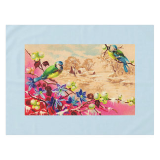 birds and berries print tablecloth