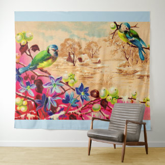 birds and berries print tapestry