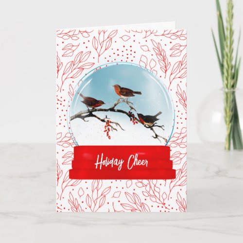 Birds and Berries Snow Globe Christmas Card