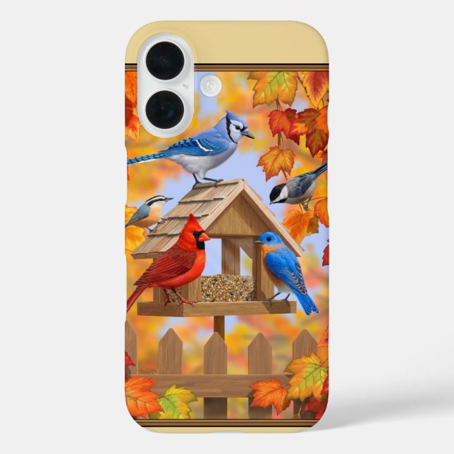 Birds and Birdfeeder Autumn Gold Case-Mate iPhone Case (Back)