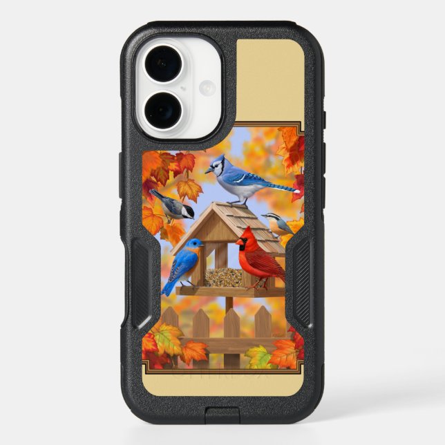 Birds and Birdfeeder Autumn Gold Otterbox iPhone Case (Back)