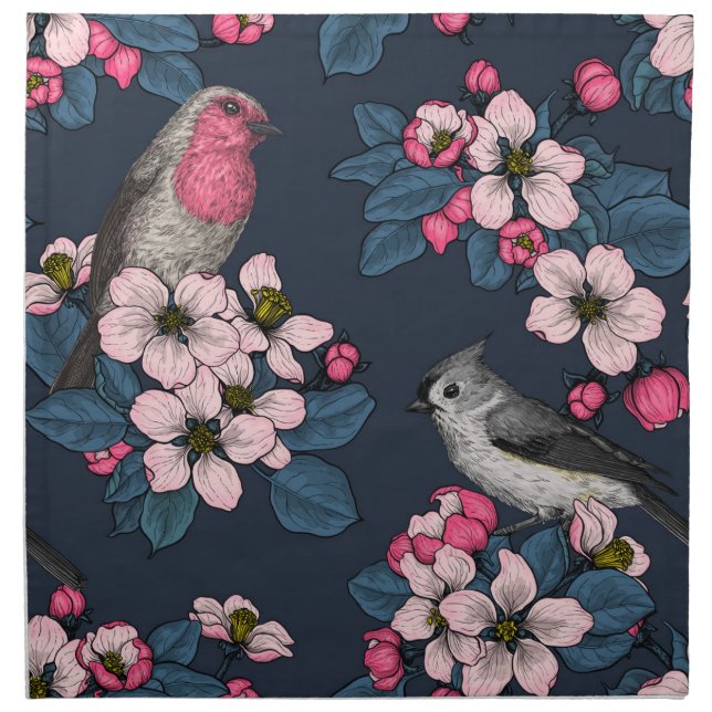Birds and Blossoms  Cloth Napkin (Front)