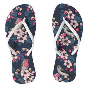 Birds and Blossoms Flip Flops