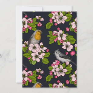 Birds and Blossoms on black