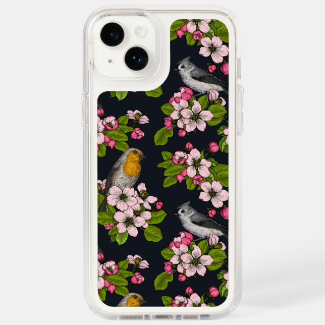 Birds and Blossoms on black Speck iPhone Case (Front)