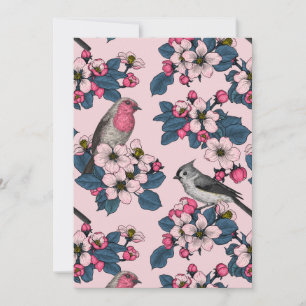 Birds and Blossoms on pink