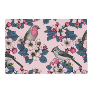 Birds and Blossoms on pink Placemat
